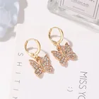Hoop Earrings 2021 Charms Rhinestone Crystal Hoop Butterfly Earrings
