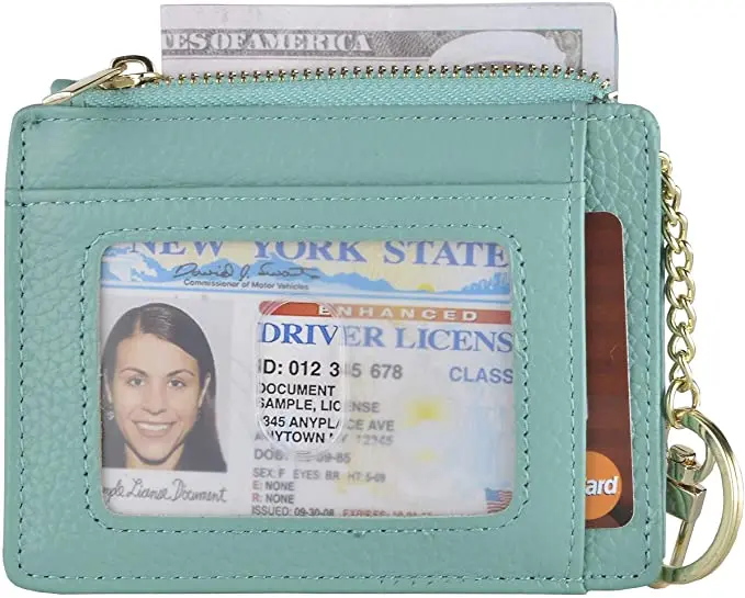 Womens Slim RFID Credit Card Holder Mini Front Pocket Wallet Coin Purse Keychain 