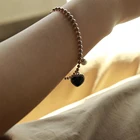 Pearl 925 Sterling Silver Black Agate Heart Pendant Pearl Beaded Bracelets