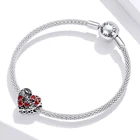Charms New Family Love Sterling Silver S925 Beaded DIY Bracelet Heart-shaped Red Oil Drop Charms