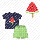 Boy Boys Clothes 2021 Latest Baby Popsicle Clothes Short Sleeve T Shirt Matching Seersucker Shorts Boy Applique Outfits