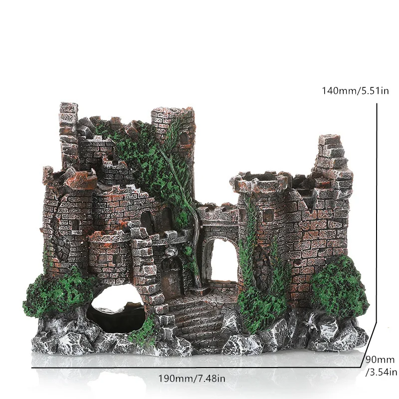 Resin Ancient Castle Artificial Ornaments Hideout Caves Layout Prop For Fish Tank Aquarium Landscape Handicrafts Decor 3