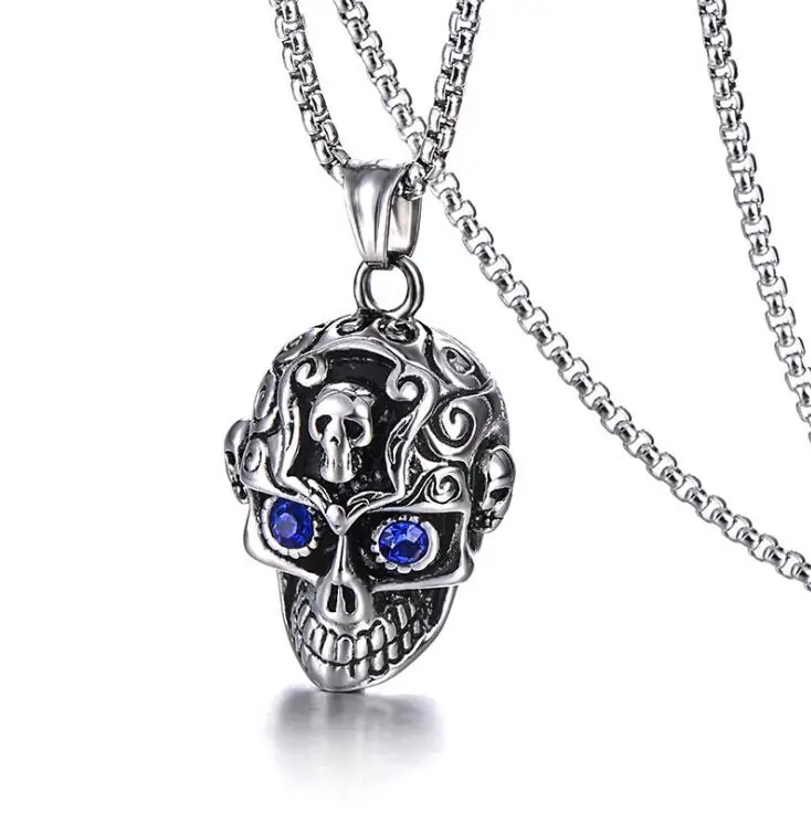 Halloween Pendant Men Skull Necklace 