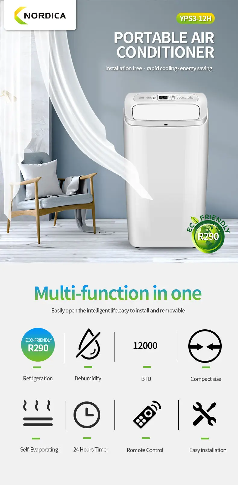 Portable Air Conditioner, 12000btu, R290 - detail 2
