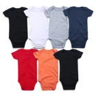 Girls Baby Wholesale Newborn Boys Girls Clothes Solid Color Short Sleeve Baby Bodysuit Baby Romper Summer
