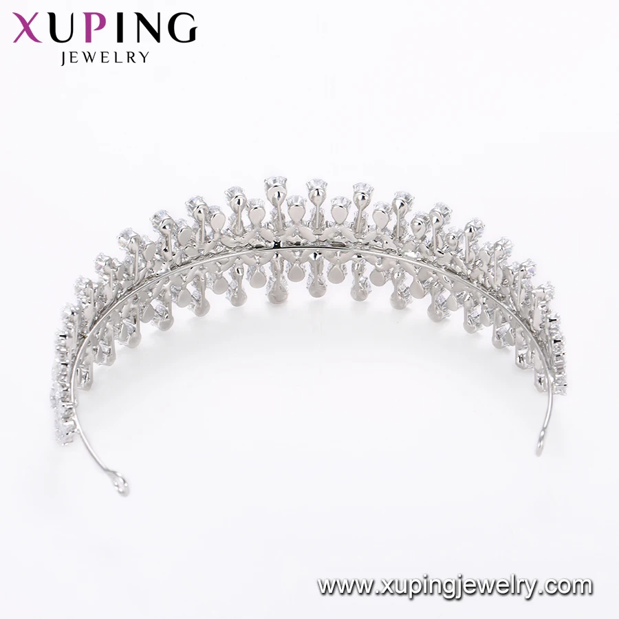 00500 Xuping Fashionable luxury Bride Crown Hairpins Jewelry Rhodium Plated Wedding Gift Party for Women