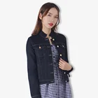 Jacket Custom 2021 England Style Nice Soft Short Crop Black Shiny Diamond Rhinestone Sequin Custom Logo Jeans Jacket Women