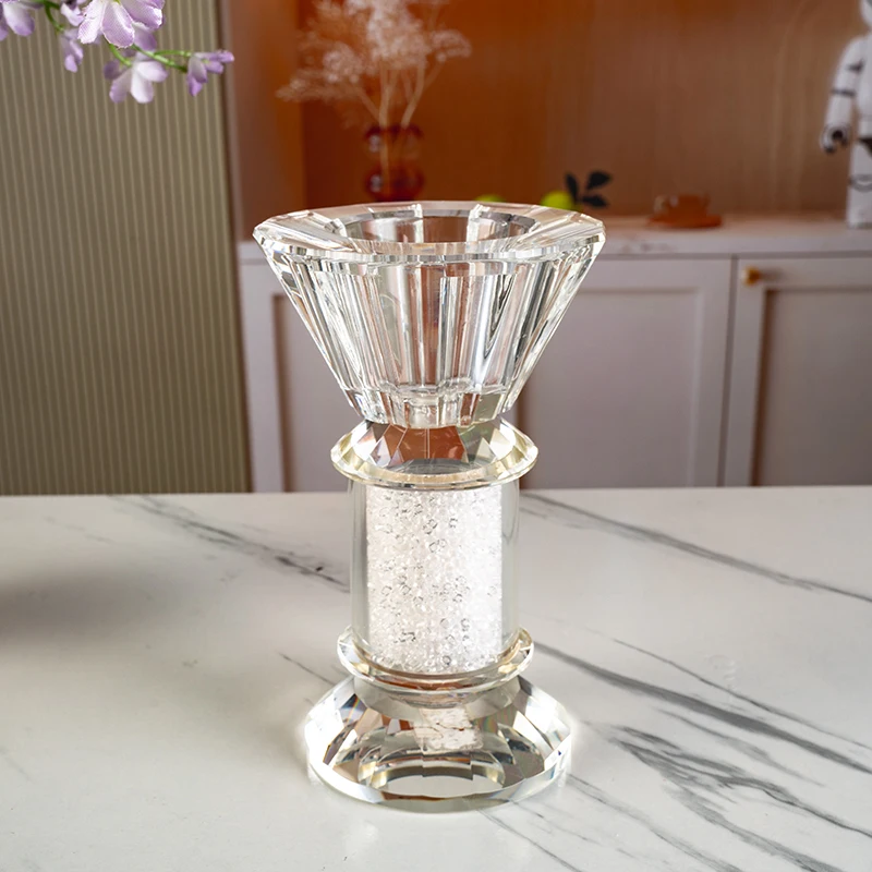 product small bridge large mouth glass candle holder elegant and atmospheric furniture decoration wedding candle holder-4