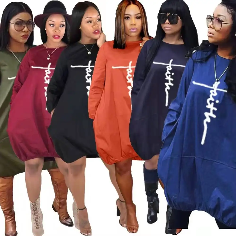 Pocket Faith Dress Women Lounge Wear 