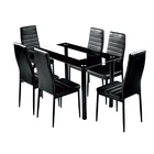 Table Set With Best Choice Kitchen Dining Table Set With 1 Glass Top Table And 6 Black Leather Chairs