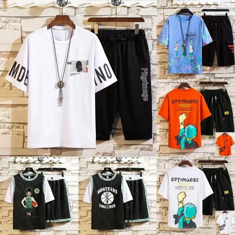 Summer Clothes Mens Short Sets Shorts Tracksuit T-shirt Men's Sports Casual Shirts 2 Pc Set Summer Short Sleeve Men's Shorts Set