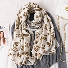 Scarves 2021 Spring England Style Luxury Long Shawl Cotton Linen Brand Letter Print Fashion Women Printed Scarf Hijab
