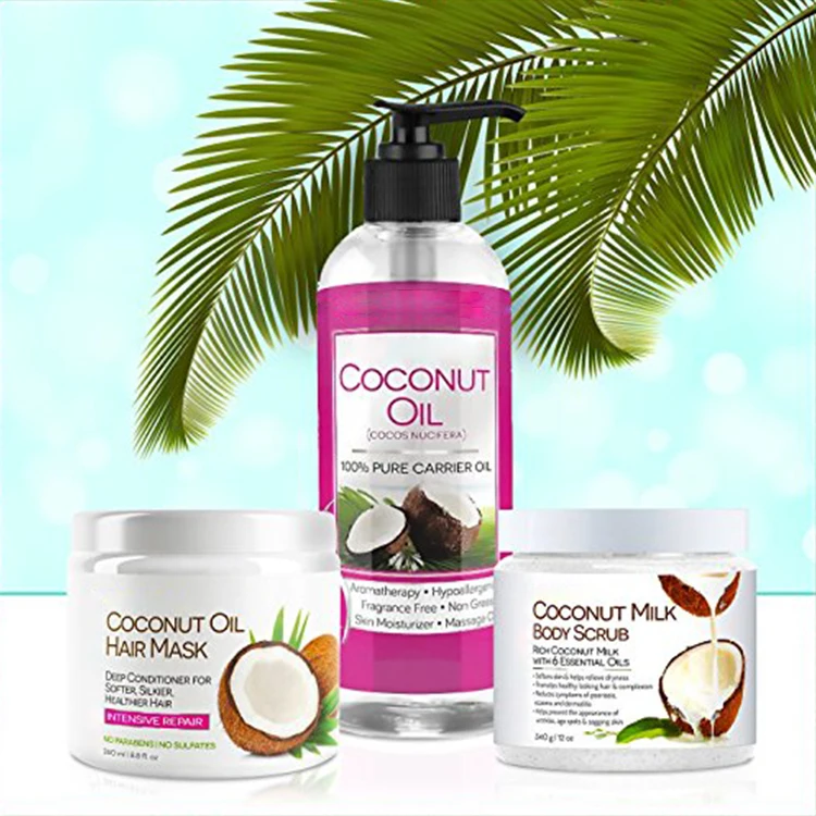 Natural Gift Set Deep Conditioning Hair Mask Exfoliating Scrub Fractionated  Coconut Oil - Buy Fractionated Coconut Oil,Hair Mask,Scrub Product on  