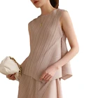 Women Shirt Woman Tops For Women 2021 Issey Miyake Style Sleeveless Crop Top Irregular Shirt For Woman