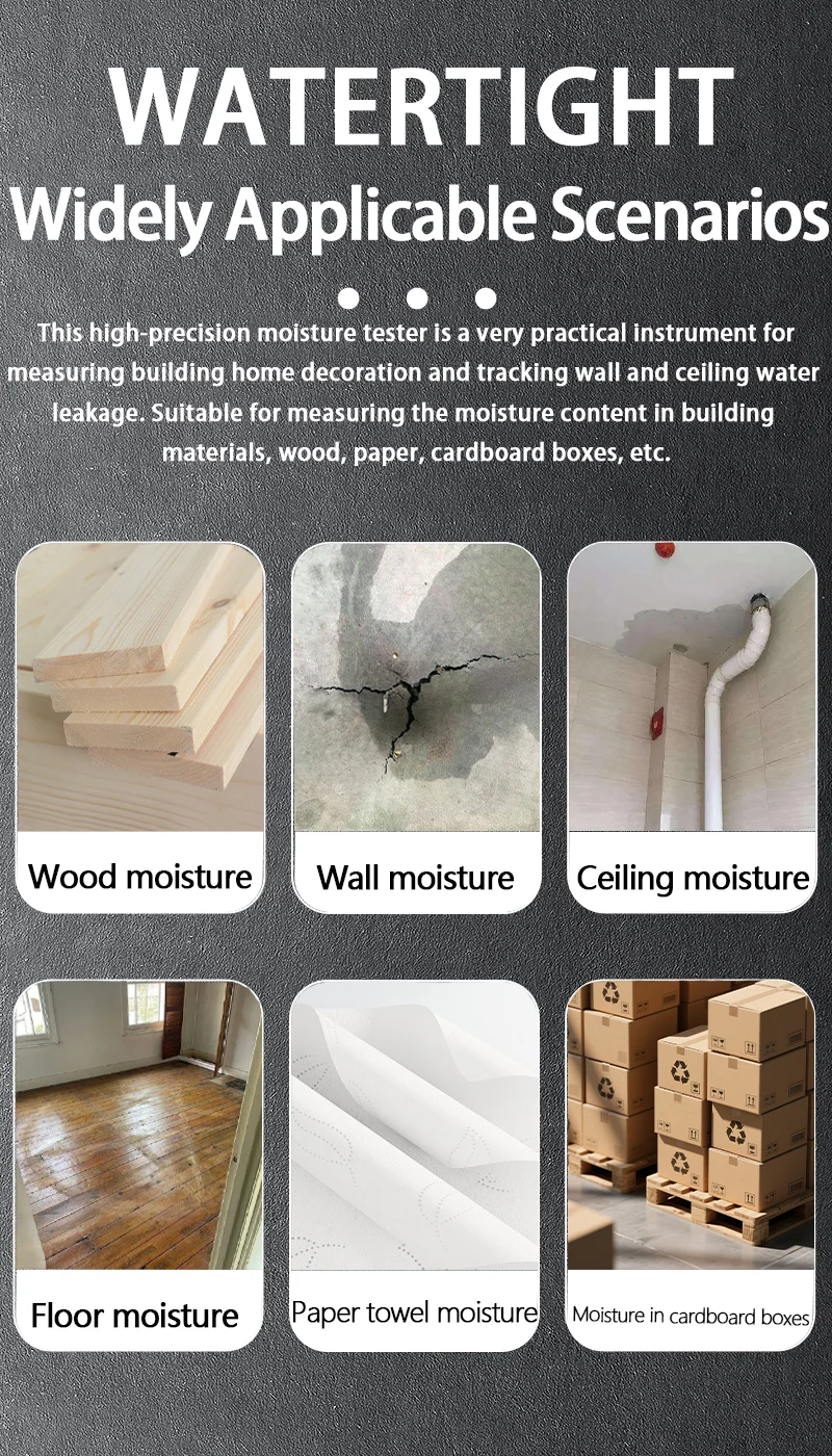 Inductive Wood Moisture Meter Hygrometer Non-contact Timber Damp Wall Detector Non-destructive Humidity Tester ZL62A 3AAA