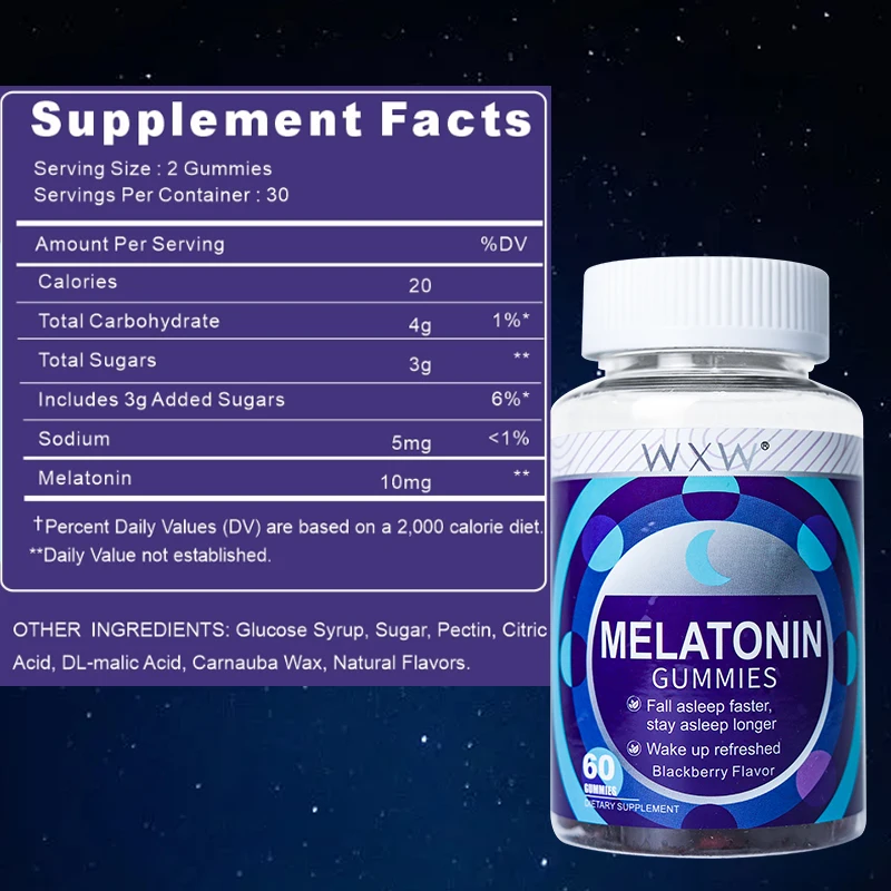 WXW Stock Low Fat&Low Sugar Melatonin Bear Gummies for Sleeping Nighttime Relaxation Gummies for Fall Asleep Naturally