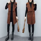 New Autumn Winter New Style Plus Size Fashion Women Splicing Sherpa Fleece Jacket Vest With Waist Belt