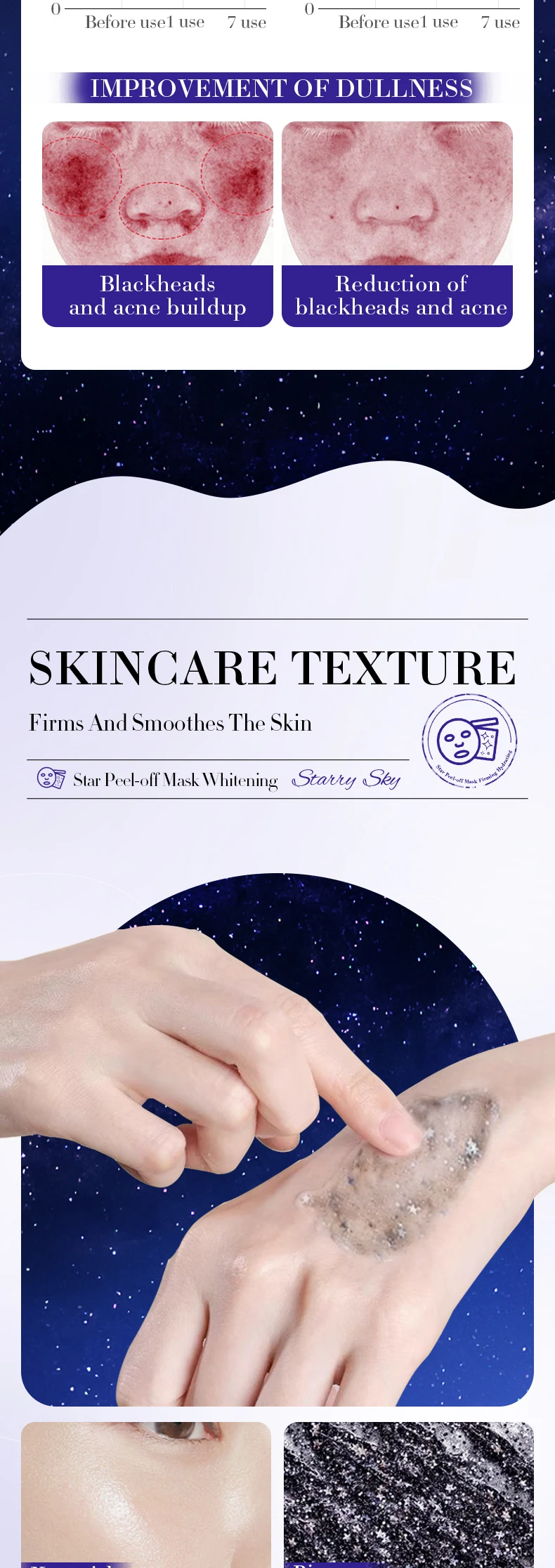 product 100g sadoer starry sky face and body mask for blackhead acne removal deep cleaning multi style adsorption peel off face mask-12