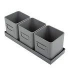 Square Pot Hot Selling 3 Pieces Square Iron Indoor Flower Pot Set 3 Plant Growing Pot With Tray Tin Can Planters