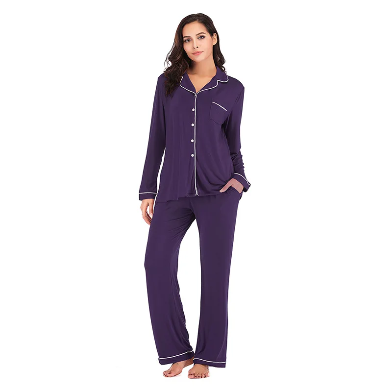 pjs sets pajamas sets women winter wholesale cotton sleepwear sleep & lounge wear ladies long sleeve soft pajamas custom logo