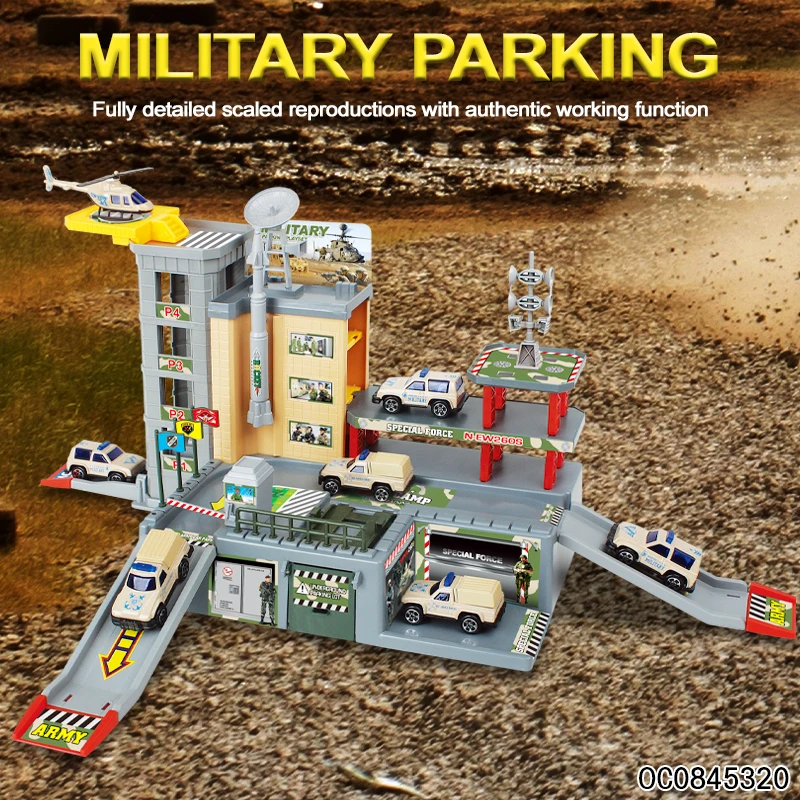 Custom toys diecast military toy vehicles track game toy with 2pcs alloy car 1pcs alloy plane