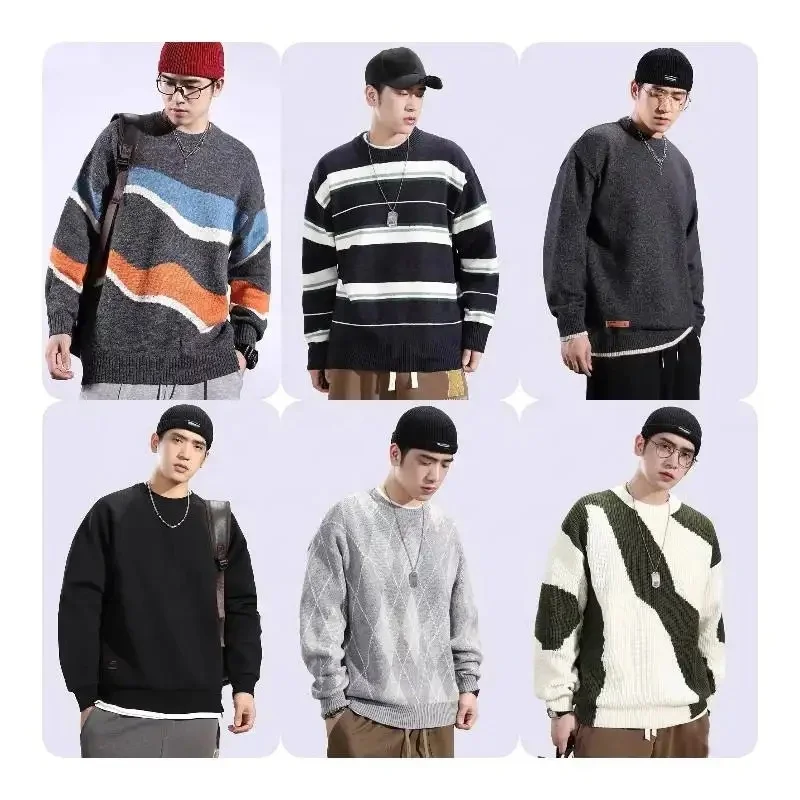 Men's Fisherman Cable Crewneck Sweater Winter Casual Sweater for Men Knitted Pullover Sweaters with Ribbing Edge