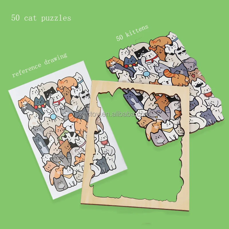 Niestandardowe 3 w 1 zwierząt drewniane puzzle zabawki Panda koty psy Puzzle edukacyjne dla dzieci chłopcy dziewczęta prezenty świąteczne dekoracje produkcyjne