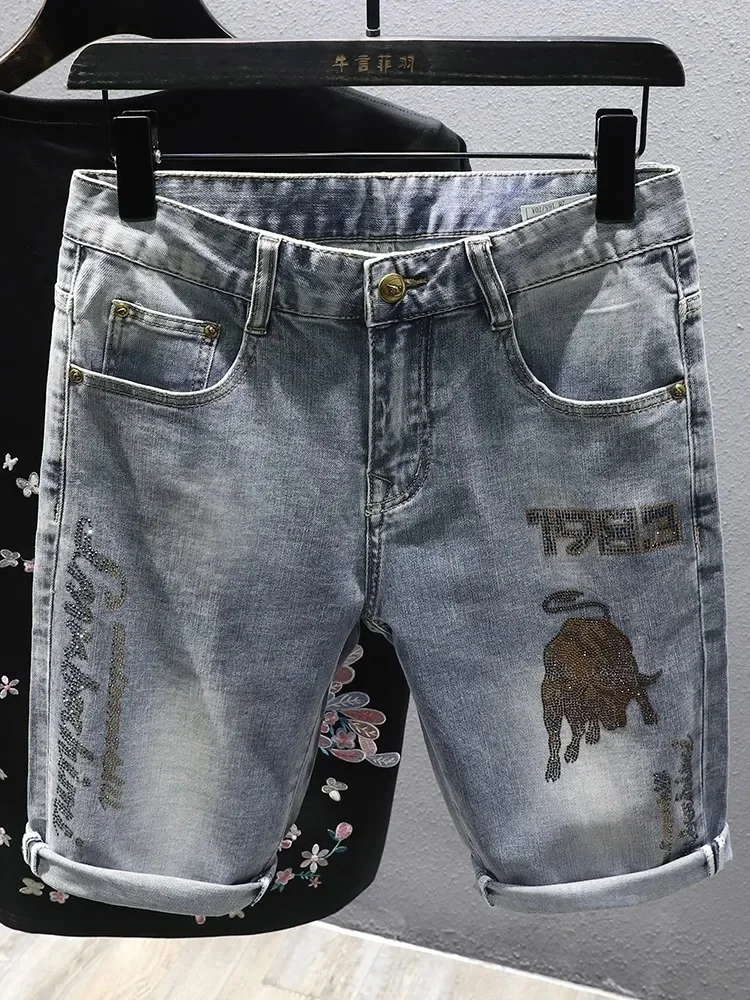 New Arrival Trending 2024 Men High Quality Denim Shorts Sizes Men Elastic Waist Bermuda Denim Cheap Price Men Denim Short