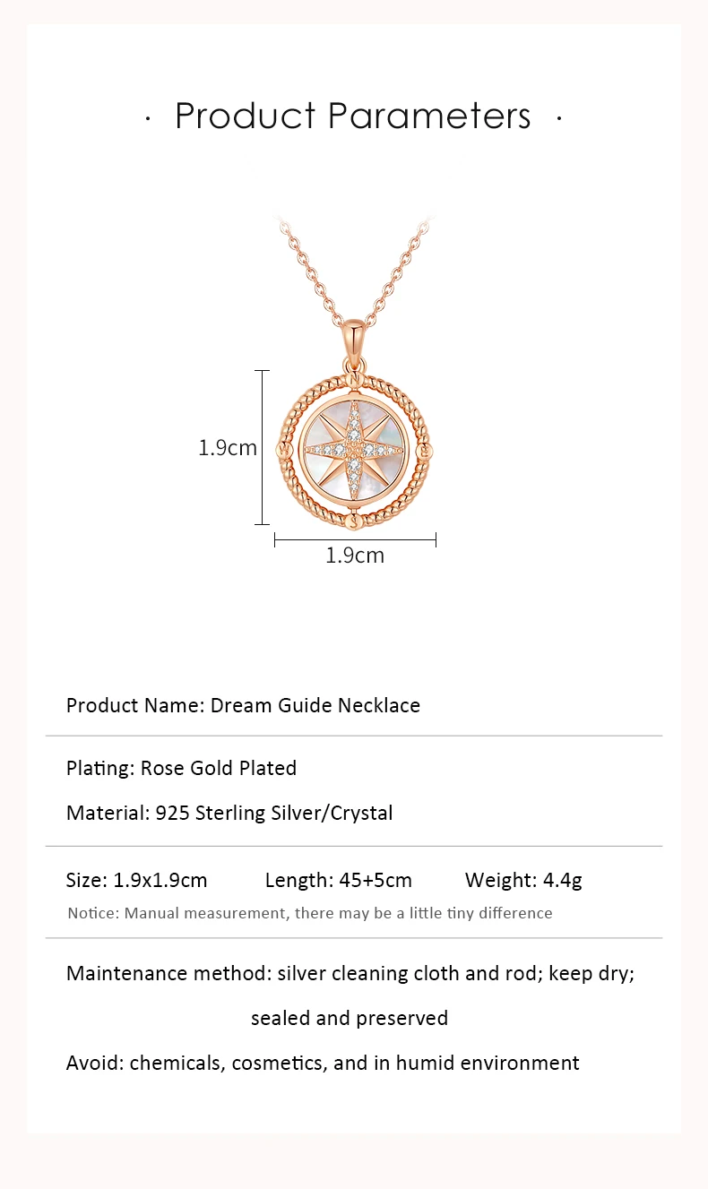 CDE YP1659 2023 Fashion Jewelry 925 Sterling Silver Compass Necklace With Zircon Joyas De Plata Silver Necklace Women