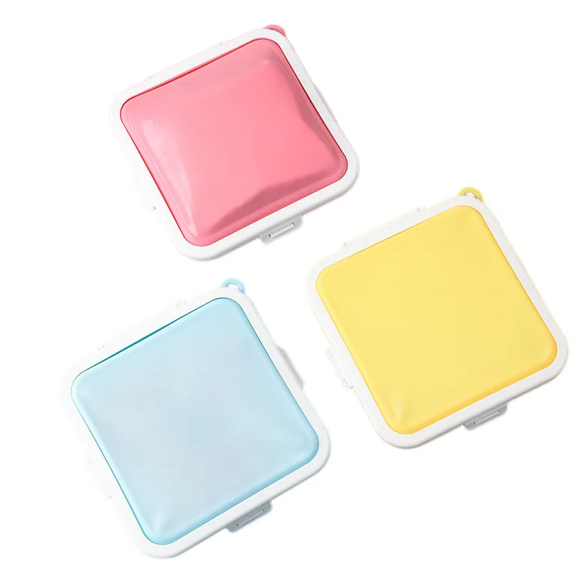 BPA free silicone Pink blue yellow portable sandwich pizza container food storage lunch box to tack away for student officer