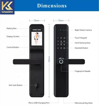 Khosine HS-01V New Arrival Smart Door Lock with Camera and Smartphone Smart Life APP Remotely Unlock for Home Office Apartments