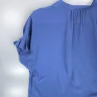 Top Women's V Neck Blouse Top Pleated Sleeve Chiffon Shirt