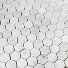 Hexagon Mosaic Italian Classical Bianco Cararra White Hexagon Marble Mosaic