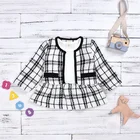 Skirts Girls Autumn Winter Baby Plaid Long Sleeve Coat With Tartan Skirts Two-piece Sets Toddler Girls Coats Dresses Sets