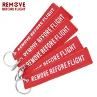 Brand REMOVE BEFORE FLIGHT 3D Embroidery Customized Fabric Aviation Car Motorcycle Custom Keychain Accessories
