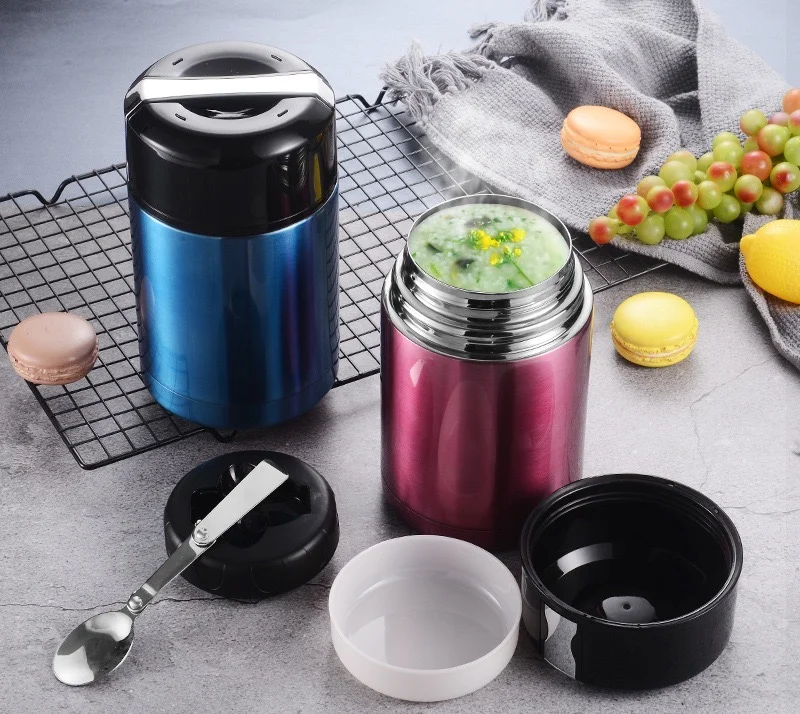 Custom Double Wall Vaccum Lunch Box Flask Hot Food Warmer Container Stainless Steel Insulated Food Jar