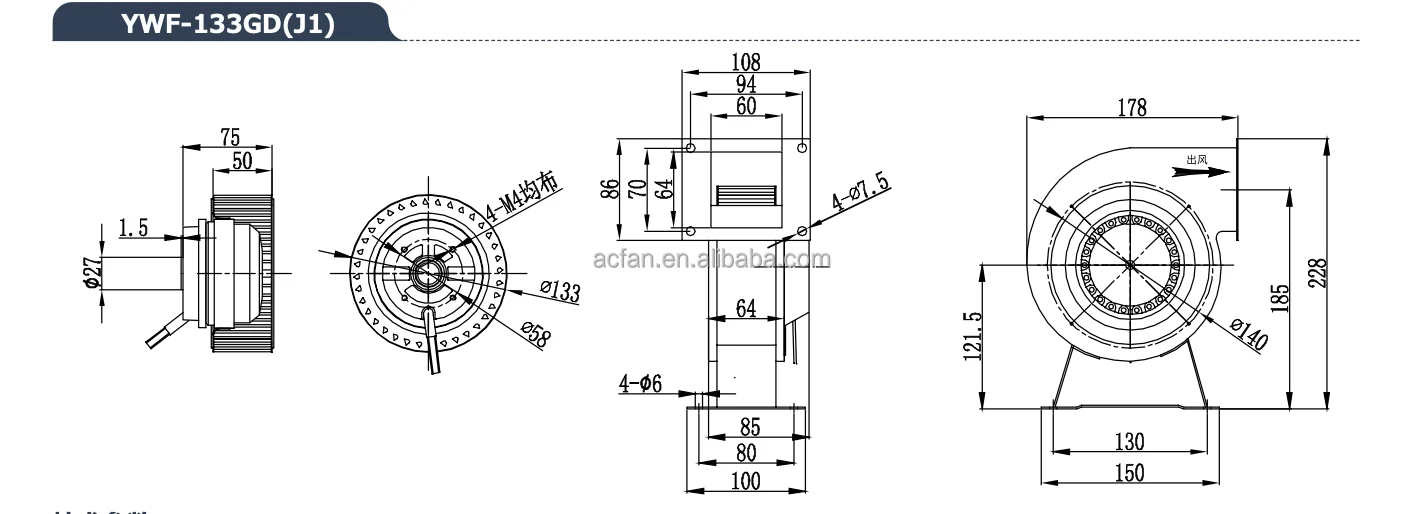 Centrifugal Fan, 130FLJ1, 220v - detail 12