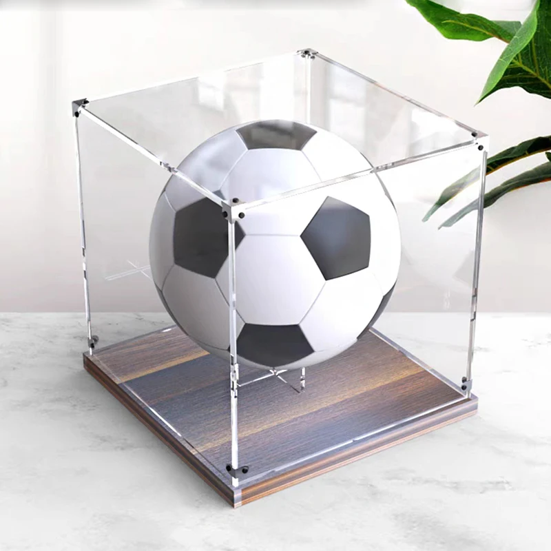 Customized Acrylic Storage Transparent Box，Acrylic Display with Wooden Base Dustproof Square Box