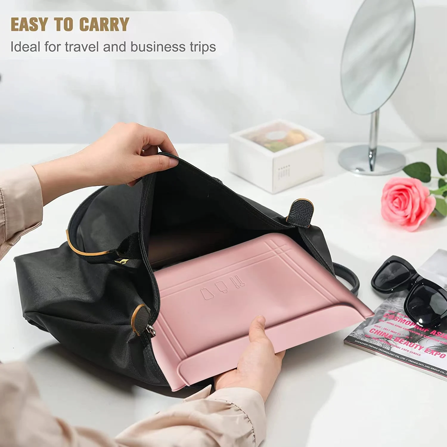 Cosmetic Silicone Makeup Bag Travel Toiletry Bag Easy Carry Makeup Beauty Tool Organizer Bag Large Capacity Waterproof Portable
