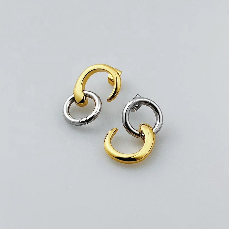 Original Design 18K Gold Plated Brass Jewelry Piercing Round Ear Stud For Women Mix Color Accessories Earrings E221401