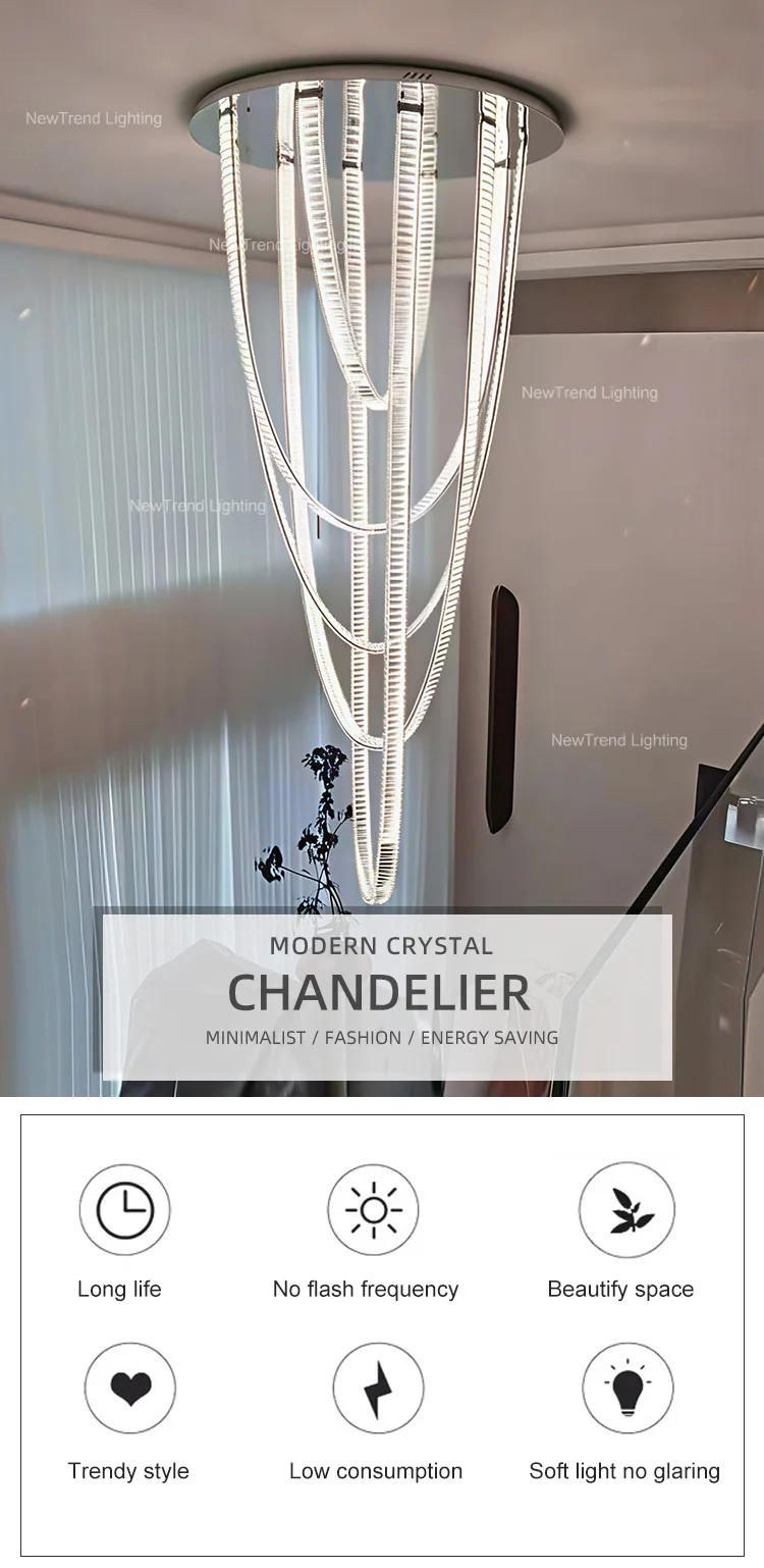 CPL-381 Professional Bespoke Large Lighting Indoor Decoration Hotel Lobby Villa Staircase Crystal Led Chandelier supplier