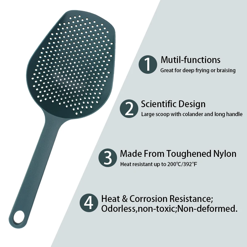 Heat Resistant High Quality Plastic Colander & Food Strainers Kitchen Skimmer Spoon Set of 2