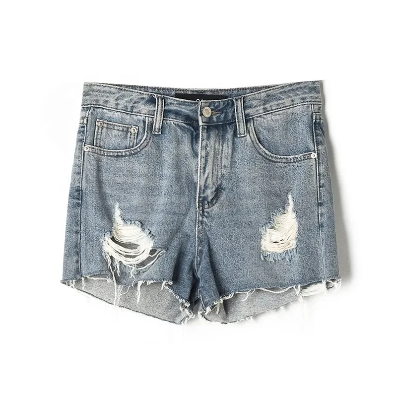 Casual High Waist Denim Shorts Women Summer Plus Size Pocket Tassel Hole Ripped jeans Short Female Femme Short Pants Women