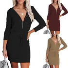 Custom Summer Dress Wholesale Custom Casual Summer Women Dress Crew Neck Long Sleeve Dress