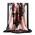 Printed Silk Scarves Ladies Women China Wholesale Custom Hijab Scarves Square Silk Scarves 90 Cm
