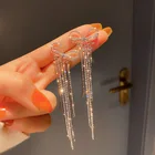 Earrings Design Fashion Personality Earrings Alloy 925 Silver Needles Long Tassels Diamond Bow Earrings