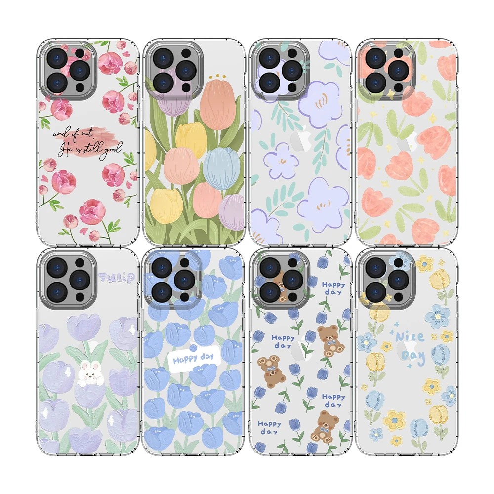Painted Flower wallpaper soft TPU Phone Case For iPhone 15 pro ultra