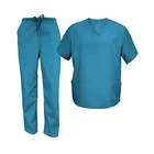 Custom Wholesale Jogger Drawstring Short Sleeve Polyester Medical Tops And Pants Scrubs Men's Scrub Set With Logo