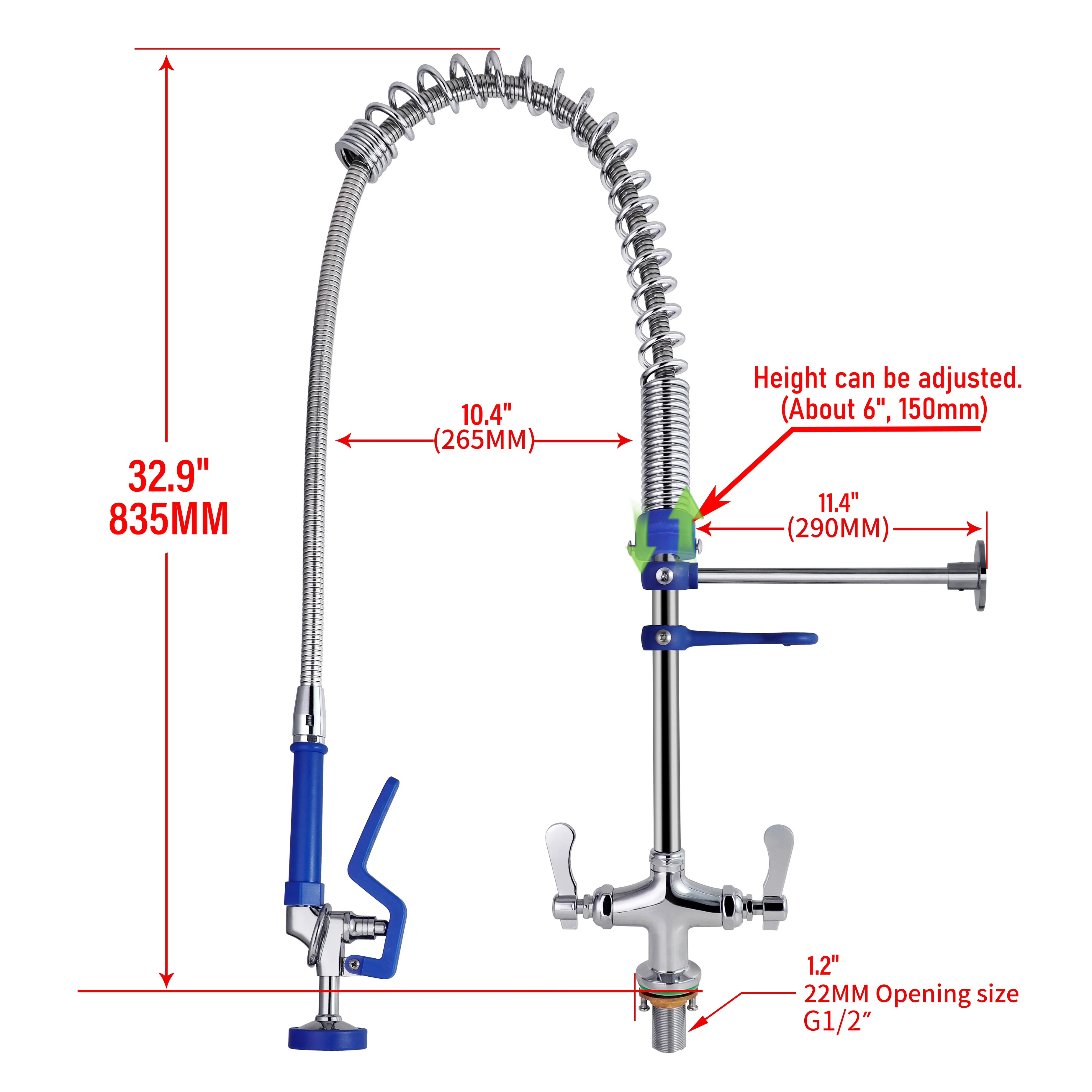 Industrial Commercial Kitchen Faucets Taps for Commercial Restaurant Dishwasher Faucet Wall Mounted Pre-rinse Sink Faucet manufacture