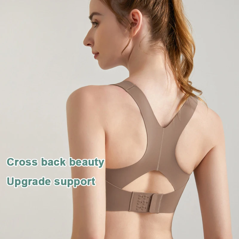 Customizable Traceless Adjustable Brewers Beautiful Back High-Intensity Shock-Proof Backless Sports Bra For Women Fitness